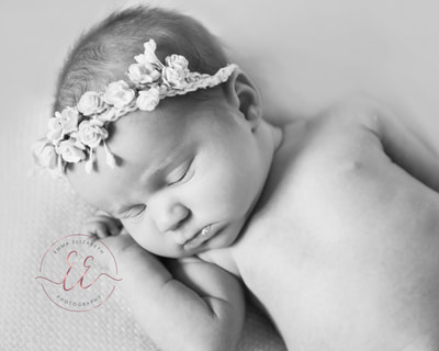 Soft black and white newborn photo. Newborn photography in St Neots, Huntingdon, Cambridgeshire